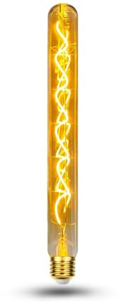 BNITITU Edison LED Vintage Glühbirne, Dimmbar Flötenrohr Glühbirne E27 4W LED Warmweiss, Glühbirne E27 Vintage Edison Ideal für Nostalgie und Retro Beleuchtung - Bernstein - 1Stück（T30）