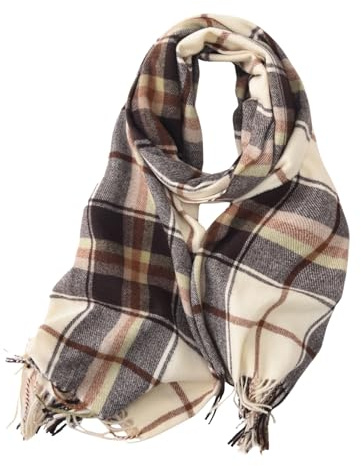 WHCREAT Sciarpa Donna Morbida Calda Invernale Foulard Tartan Check Wraps Elegante Lunghe Scialle con Nappa, Beige
