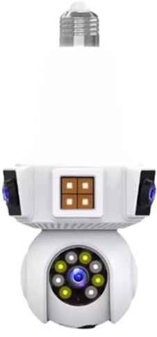 Uxsjakjsd Minicámara CCTV Inalámbrica con Doble Lente para Casa Inteligente, WiFi, E27, Visión por Infrarrojos, Seguridad en Red, IP.