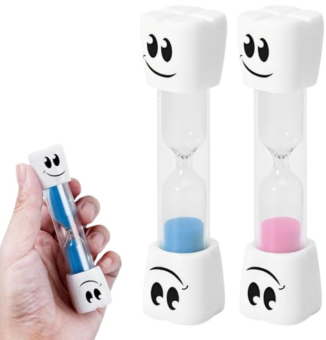 2 Pcs Kids Toothbrush Timer - 2 Minute Sand Timer for Teeth Brushing Habit, Fun Bathroom & Kitchen Timer for Children (Pink & Blue)