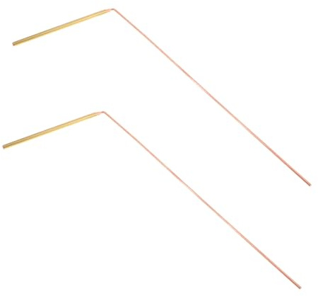ORFOFE Baguettes De Sourcier en Laiton Bicolore pour Recherche D’Eau Et Métaux, Lot De 2 Tiges Flexibles en Cuivre, Outil Portable pour Chasse Au Trésor Et Divination Extérieure