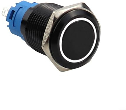 22 mm Edelstahl Momentaner Druckknopfschalter mit LED-Ring, IP66 wasserdicht und IK09 beständig, geeignet für Marine- und Automobilsteuerungen (rot)