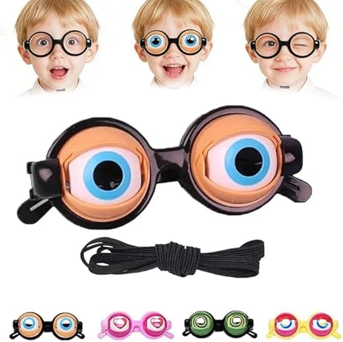 BAUNBRHY Winking Glasses - Novelty Funny Glasses with Winking Eye Mechanism, Große Brillen mit blinkenden Augen, Neuheit winkende Kostümbrillen für Erwachsene und Kinder-Black