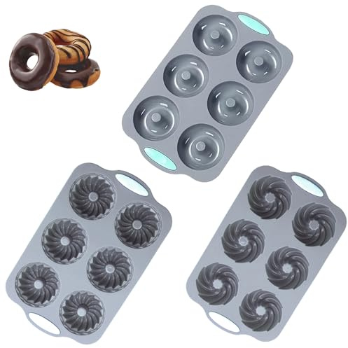 Silicone Cake Mould, 3 Pcs Wreath Ice Mold, Holiday Shaped Silicone Ice Cube Making Trays, 6 Hole Silicones DIY Mold Suitable,for Cake Jelly Pudding and Homemade Baking ICES Cubes Cakes Soap