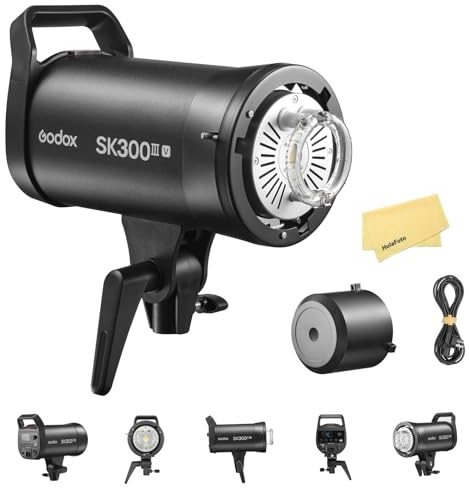 GODOX SK300III-V SK300IIIV 300Ws Professional Studio Strobe Flash Light,GN58 0.1-1.5s Recycle Time,2.4G X System,1/32-1/1 Power Range,Bowens Mount with 10W LED Modeling Lamp(Godox SK300II-V Upgrade)