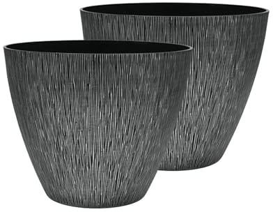 SG Plant Pots Outdoor - Woodgrain Planter with Vertical Linear Texture | Garden, Patio and Balcony planters | UV & Frost Resistant, Lightweight, Decorative Pots for Flowers, Herbs & Plants