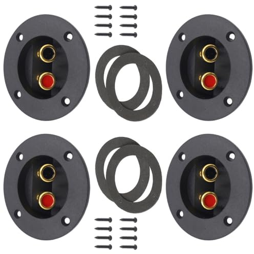 VOSAREA Terminale per Scatola Subwoofer 4 Pezzi Connettori Binding Post Rotondi in Abs e Lega di Zinco per Modifiche Audio Domestiche e Impianti Audio