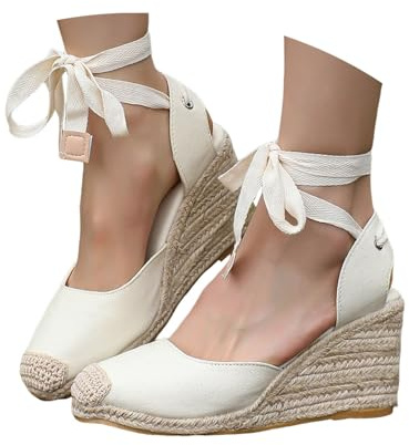 Summer Sandals with Ankle Strap Platform Sole Breathable Upper Casual Comfort Walking Shoes (Beige, 5.5)