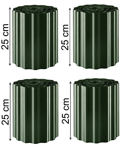 EXCOLO 36m Rasenkante Grün/Tannengrün 25 cm hoch Gartenpalisade Beetumrandung Palisaden Rasenborde