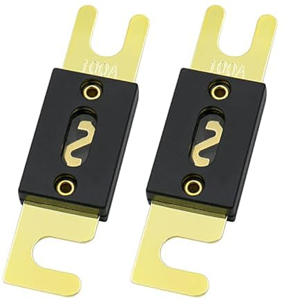 Baomain 2-Pack 100A ANL Fuse Bulk Value Pack with Gold-Plated Terminals for Car Audio, Amplifier, Truck, Boat, RV - 12V/24V Circuit Protection