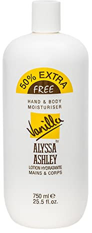 Alyssa Ashley - Crema Corpo alla Vaniglia, Lozione Vanilla, Azione Idratante, Emolliente, Leggera Ideale per Secchezza della Pelle - 750 ml
