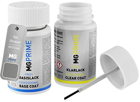 MG PRIME Autolack Lackstift Set für Otokar M151665 / RAL 9022 Perlhellgrau Basislack Klarlack je 50ml