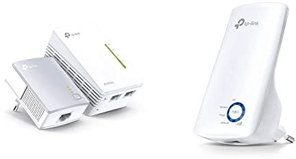 TP-Link WLAN Powerline Adapter Set TL-WPA4220 KIT(WLAN 300Mbit/s, AV600 Powerline) weiß & TL-WA850RE WLAN Verstärker Repeater(300 Mbit/s, WLAN Verstärker, App Steuerung) weiß