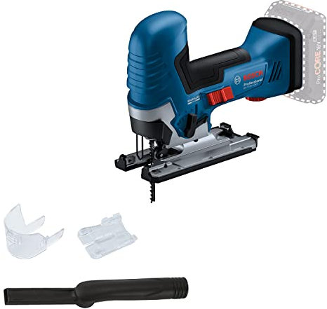 Bosch Professional 18V System Seghetto Alternativo a Batteria Gst 18V-125 S (Ideale per Tagli Curvi e Trasversali, Portalame Sds, Incl. 1 Lama per Seghetto Alternativo, Kit di Aspirazione)