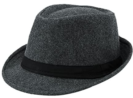 Men's Fedora Trilby Panama Classic Bowler Wool Felt Bush Western Jazz Gentleman's Hat - Short Brim, UV Protection, Warm for Autumn Winter Outdoor Cosplay, 56-58cm