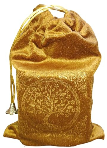 Indiska avsändare mjuk sammetspåse för tarot, altare, runa, gåva, kristall, smyckesomslagsväskor för dyrbara, heliga och spiritiella föremål, Guld, 6x9 Inches (23x15 CM), Modern