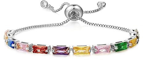 KissYan Tennisarmband für Frauen, 14K vergoldet, mit Silber und Cubic Zirkonia, verstellbare Schiebearmbänder, klassischer modischer Schmuck als Geschenk für Mädchen (Bunt)