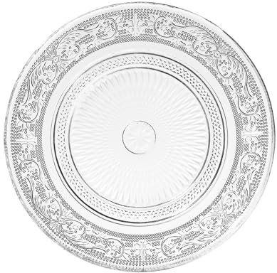 LOLAhome Juego de 12 platos llanos Romance de cristal transparente con tallado arabesco de Ø 18 cm