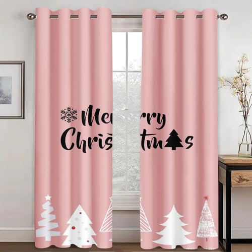 SHROUDEX Weihnachten Vorhänge, Xmas Baum Rot Weihnachten Fenstervorhang Rot kariert Vorhänge Mit Ösen für Schlafzimmer Wohnzimmer Kinderzimmer Fensterdekoration (3,100x140cm(2x50x140cm))