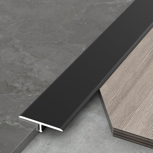 Schwarze Vinyl-Laminat-Dielen, Fliesen, Holz, Metall, Aluminium, Bodenlückenabdeckung, wasserdichter Übergangsstreifen für Zuhause, Büro, Hotel, Restaurant, Innen- und Außenbereich, Trennwand, 40 mm x