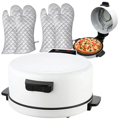 forplubossmmp Horno De Pizza Antiadherente De 2000 W, Minihorno Eléctrico para Pizza con Temperatura Ajustable, Horno Tostador De Pizza para Interiores con Utensilios De 30 Cm (con 2 Guantes)