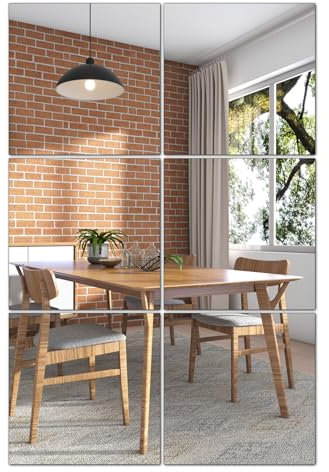 QEEYON 6 pezzi Specchio in Vetro 15 x 15 cm, Piastrelle a Specchio Autoadesive, Specchio Adesivo HD fai da te per Decorazione da Parete, Armadio, Bagno, Soggiorno, Camera da Letto