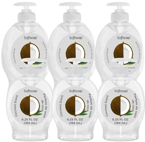 Softsoap Liquid Hand Soap with Pump, Limited Edition Summer Scents, 6.25 Fl Oz, 6 Pack (Coconut)