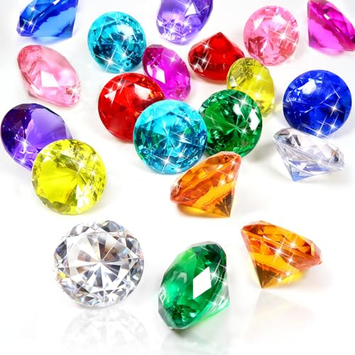TOAOB 20 Stück Deko Diamanten Bunte Groß 30 mm Farbsteine Acryl Kristalle | Diamantkristalle Dekosteine Tischdeko Diamanten Streudeko für Vasen Tischdeko Mitgebsel Hochzeit