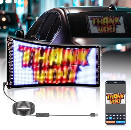 Leadleds Programmierbares Flexibles LED-Schild mit Laufschrift, 40,5 cm x 20 cm, Bluetooth APP-Steuerung, IP65 Wasserdicht, RGB Mehrfarbig, USB 5V, 5m Kabel, für Auto, Laden, Party, Werbung