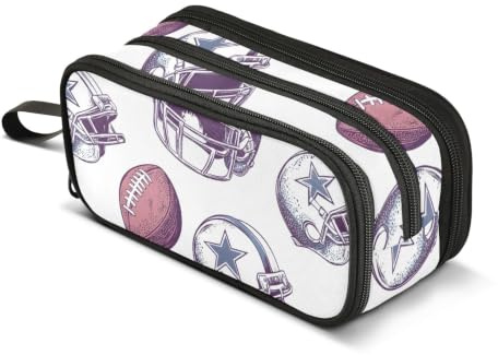 American Football Helmets Pencil Case Boys Girls Pen Bag Pouch School | Perfect for Kids Teens Adults Student, Big Large Capacity, Stationery Organizer Supplies, Zipper Compartment, Portable Handle
