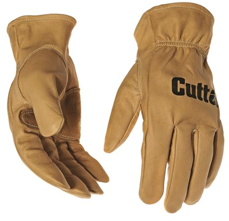 Cutter CW300 Original Work glove - Dry, Large, Brown | Hydrophobic Coated Safety Tough Gloves, Gardening Safety Work Gloves, Mens Womens Forestry Gloves, Whittling Gloves