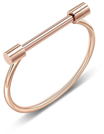 AILUOR Edelstahl D Form Armband Bar Schraube Armreif, Schäkel Hufeisen Neuheit Mode Armreif Armband Schmuck für Männer