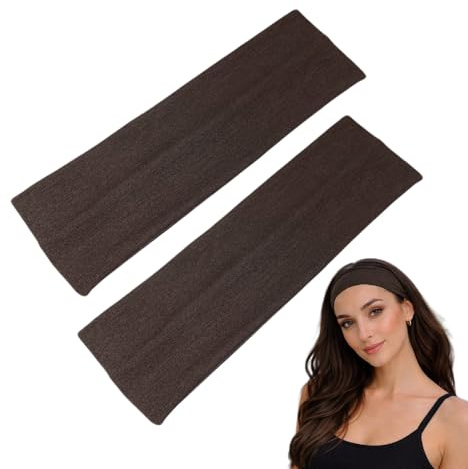WESTEND CHOICE 7 cm Breites Stirnband, Einfarbig, Dehnbar, Unisex, Kylie-Bandeau für Damen und Herren, Weiches Yoga-Accessoire (Dunkelbraun)