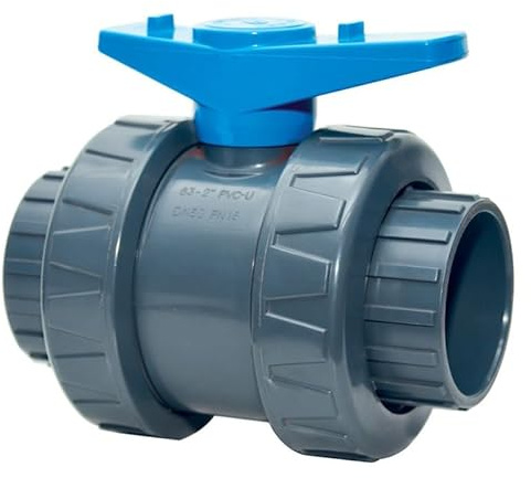 Lot de 5 Vannes Modèle 2020 INTERPLAST à coller 50mm 11/2 double union démontable PVC Pression PN16 Vanne à boisseau 50 mm