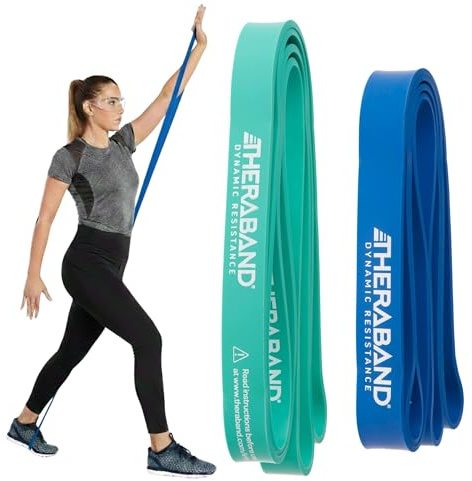 Theraband High Resistance Bands, Set of 2 Elastic Super Bands for Improving Flexibility, Injury Rehab, & Full Body Workouts, Heavy Duty Stretch Bands for Lifting