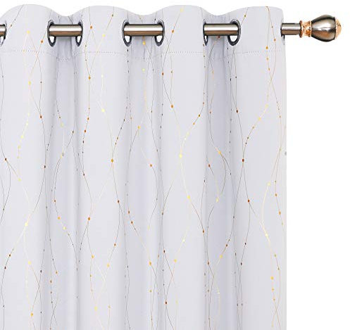 Deconovo Verdunkelung Vorhänge, Blickdicht Gardinen für Schlafzimmer, Wohnzimmer Thermovorhang mit Ösen, 214x132 cm(HöhexBreite), Silber Grau, 2er Set