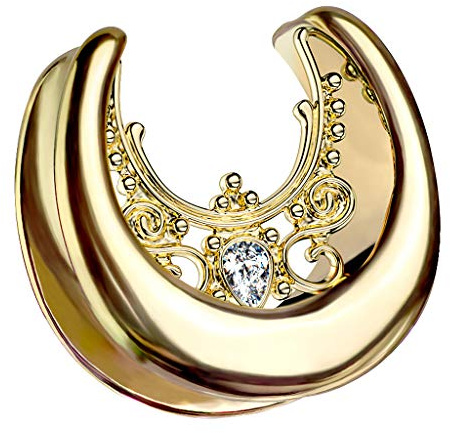 Halbrunder Flesh Tunnel Spreader Ohr Plug Ohrring Piercing Tribal Kristall