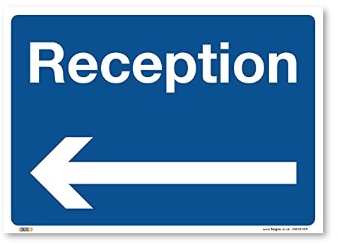 Reception freccia sinistra, A3 420x297mm, PVC plastica rigida, consegne accesso, magazzino informazioni segnali di sicurezza
