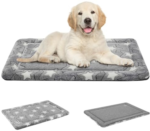 EMPSIGN Dog Crate Pad - Reversible Kennel Mat (Cool & Warm), Machine Washable, Cozy Star Pattern Sleeping Pad for Small Medium Large Dogs, All-Season Pet Bed, Suitable for 30x20 Dog Crate, Grey