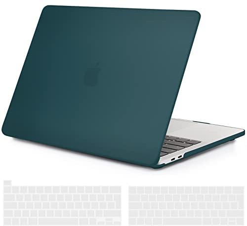 TECOOL Hülle Kompatibel mit MacBook Pro 13 Zoll 2016-2022 (M2 M1 A2338/A2289/A2251/A2159/A1989/A1706/A1708), Ultradünne Schutzhülle Hartschale Case mit Tastaturschutz (EU), Dunkeltürkis | A2338 A2289 A2251 A2159 A1989 A1706 A1708, Ultradünne Schutzhülle, Snap-on Hardcase, 2 St. EU Tastaturschutz