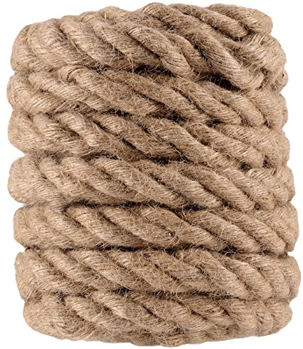 KOHAND 10 M X 26 MM Natural Jute Rope, Thick and Strong Jute Twine String, Twisted Jute Rope Hemp Rope for Crafts, Hanging,Brown