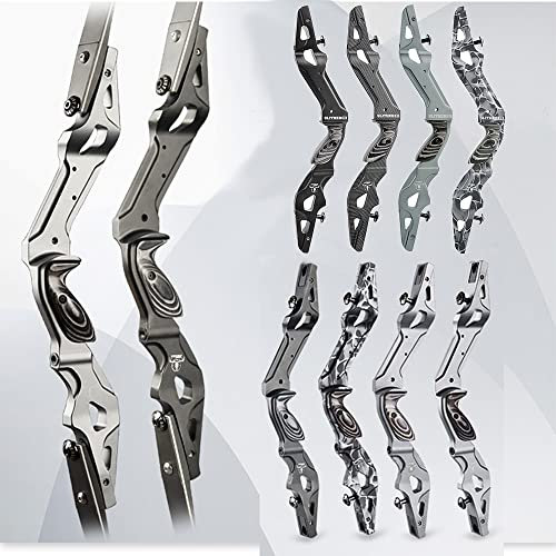 AMEYXGS 21 Recurve Bogen Riser ILF Bow Riser Aluminium CNC Bearbeitung Bogengriff mit Bow Riser Tasche (Schwarz Camo)