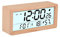 GINZER Wooden Digital Alarm Clock, Wood Bedside Clock with 6 Large Display, Desk Clock with Snooze, Calendar, Backlight, Temperature Humidity, Wooden Alarm Clock for Bedroom Office, Battery Operated