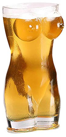 Romehaha Beer Glass,400ml Beer Mugs for Freezer,Sexy Naked Miss & Muscle Man Clear Glass Cups Unique Bar Glasses Sexy Body Wine Glasses Drinking Glasses, Body Shaped Wine Glass(Small)