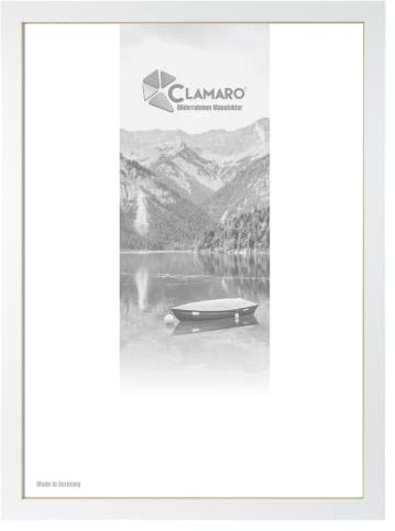 Clamaro 'Collage' Cornice per foto 90 x 130 fatta a mano | Bianco opaco | Moderna cornice per quadri in MDF con vetro di vetro acrilico, piastra posteriore e gancio (orizzontale e verticale)