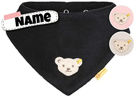 Steiff Halstuch Baby personalisiertes Dreieckstuch | Fleece | individuell bestickt mit Namen | 0-3 Jahre | kuschelig warm | 3 Farben (Navy-Royal Fleece)