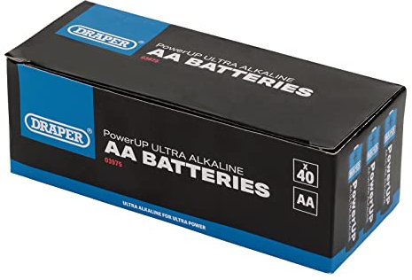 Draper 03975 PowerUP Ultra Alkaline AA Batteries (Pack of 40)
