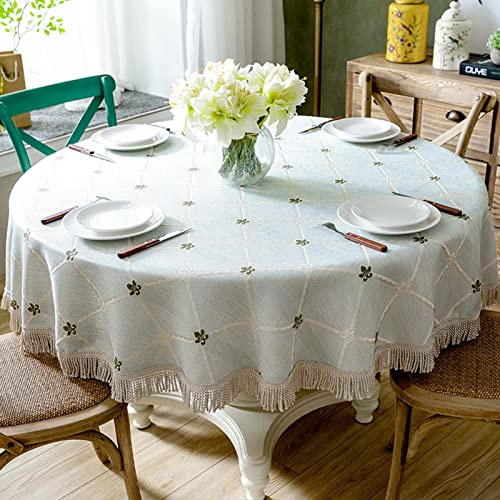 YSUEFIJO Outdoor Tischschutz 130cm, Tischtuch Rund, Abwaschbar Tischläufer, Baumwolle Leinen Tischdecke, Pflegeleicht Tischdecke, Geeignet für Home Küche Dekoration