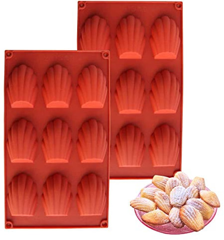 Lovesmile Madeleines - Stampo da forno, 2 pezzi, in gel di silice Madeleine