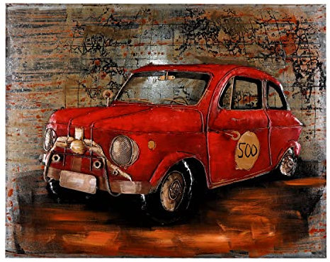 Wandbild Metallbild Relief 3D Unikat 100x80cm Motiv Bild Auto handgefertigt 100x80x6cm